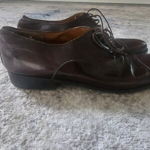 Salvatore Ferragamo Mens Burgandy Oxford Shoes 👞 Size 13D Made In Italy 🇮🇹